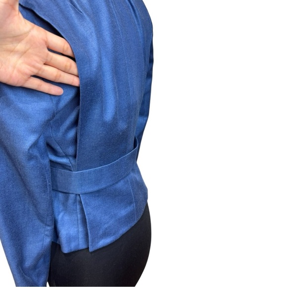 Akris Blue Cashmere Silk Blend Tailored Blazer Swiss Luxury Minimalist Size 6 - Picture 5 of 11